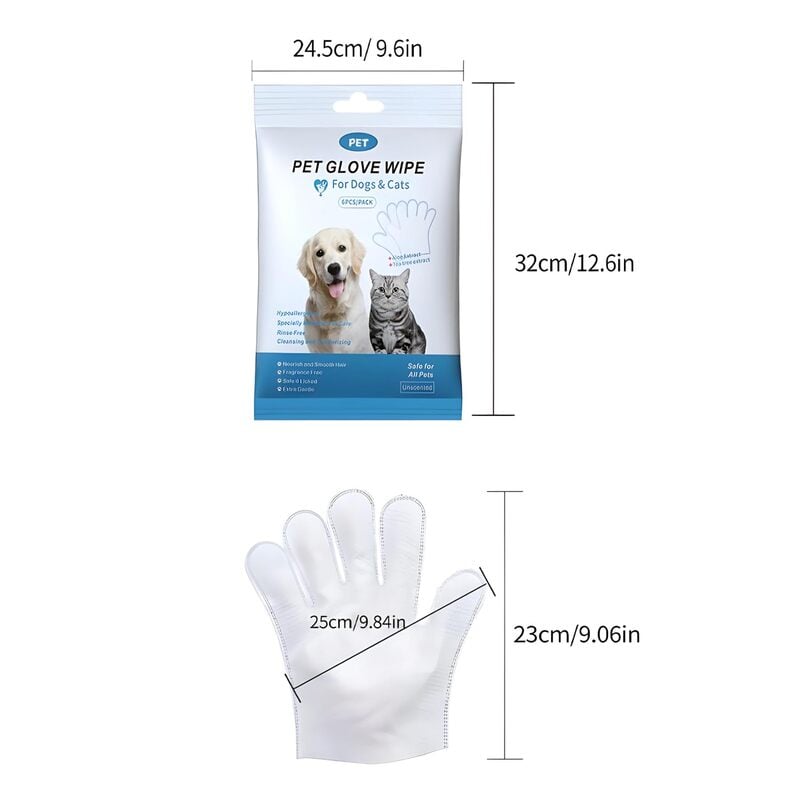 🔥Pet Bathing Wipes for Dogs & Cats, Cleaning & Deodorizing Grooming Gloves
