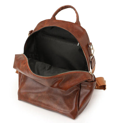 Women's Large Capacity PU Leather Travel School Work Backpack