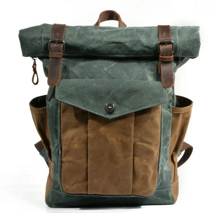 Oil wax Canvas Mountaineering Hiking Camping Bag School Unisex Backpack
