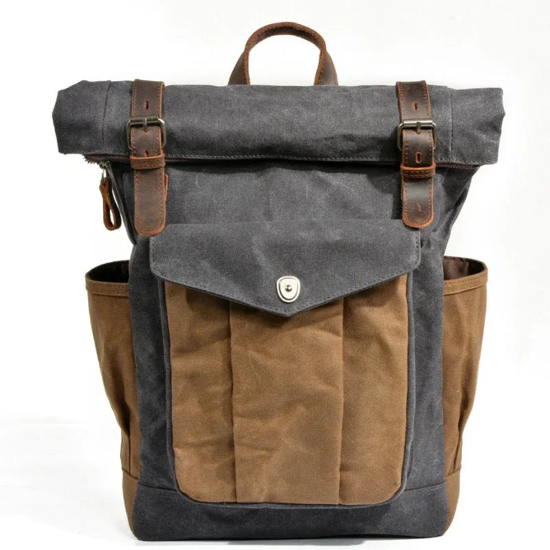 Oil wax Canvas Mountaineering Hiking Camping Bag School Unisex Backpack