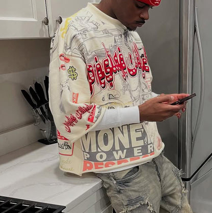 Money Power Respect Printed Three-quarter Sleeve T-shirt