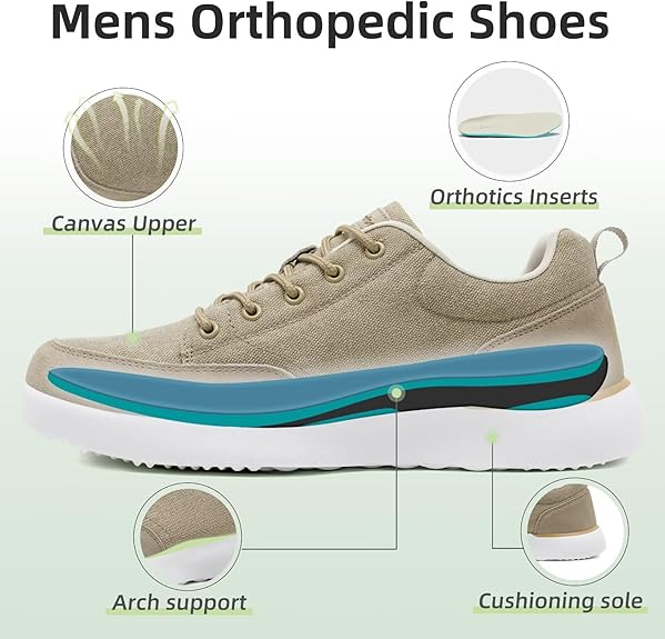 Orthopedic Casual Walking Shoes for Men - Comfortable Breathable with Arch Support, Shock Absorption, and Anti-slip Features
