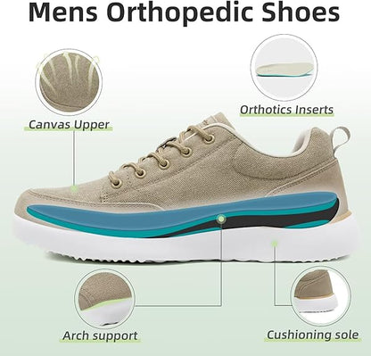 Orthopedic Casual Walking Shoes for Men - Comfortable Breathable with Arch Support, Shock Absorption, and Anti-slip Features