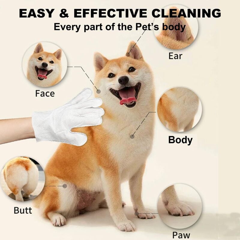 🔥Pet Bathing Wipes for Dogs & Cats, Cleaning & Deodorizing Grooming Gloves