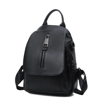 Ladies Multiple Compartments Leather Anti-Theft Backpack For Women