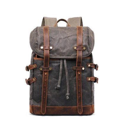 Retro Leather & Canvas Backpack For Men
