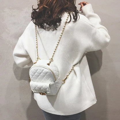 Small Women's Backpack With Chain Shoulder Straps