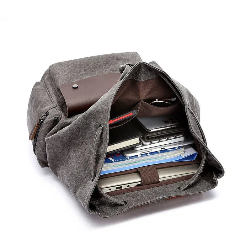 Unisex Casual Business Laptop Bag With Buckle Drawstring Backpack