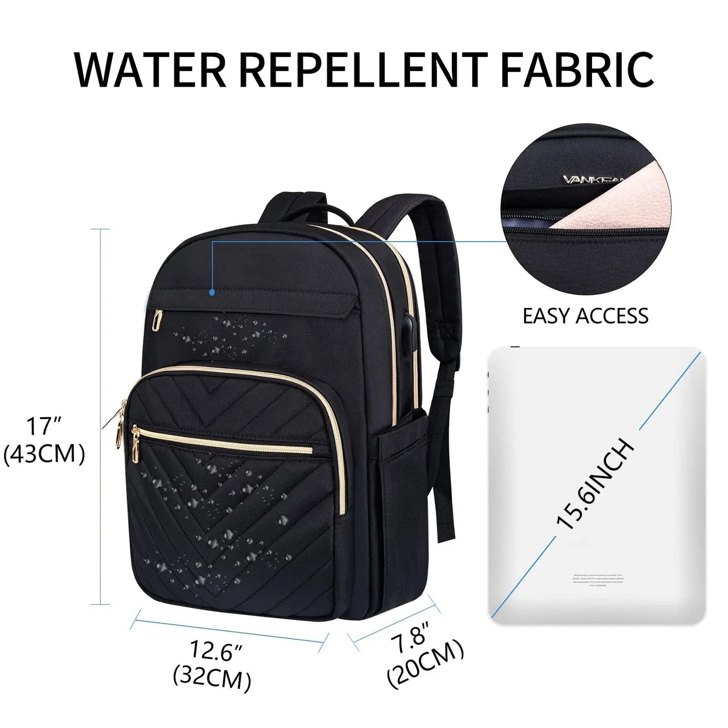 Women's Oxford Cloth USB Charging Business Work School Student Backpack