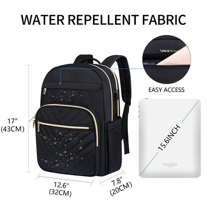 Women's Oxford Cloth USB Charging Business Work School Student Backpack