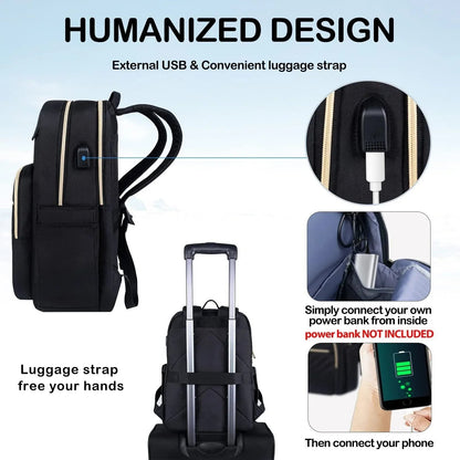 Women's Oxford Cloth USB Charging Business Work School Student Backpack