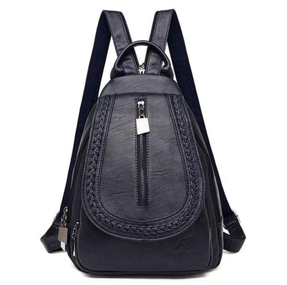 Women's Soft Leather Woven Backpack